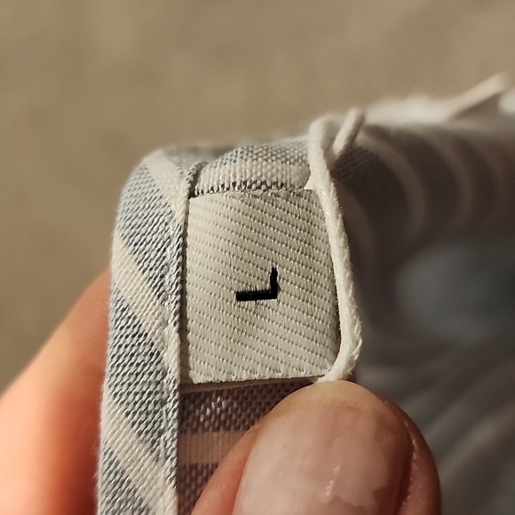 Stripped gray and blue mini dress sleeveless v-neck line size L PTP 20 in. L 37 - Picture 6 of 8